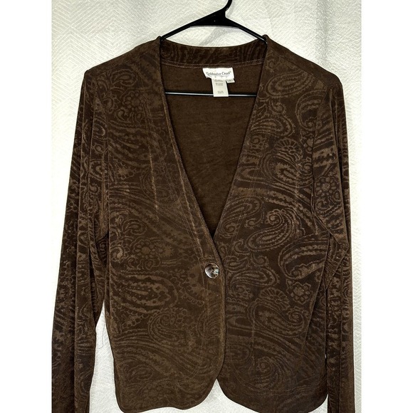 Coldwater Creek Paisley Print Lightweight Cardigan Brown Women's Sz Small Y2K - Picture 2 of 5
